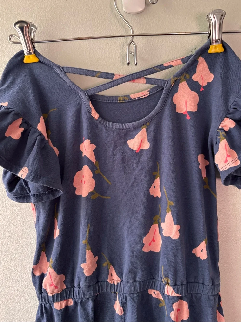 Tea Collection Floral Jumpsuit knit Ruffle Sleeve SZ Y5